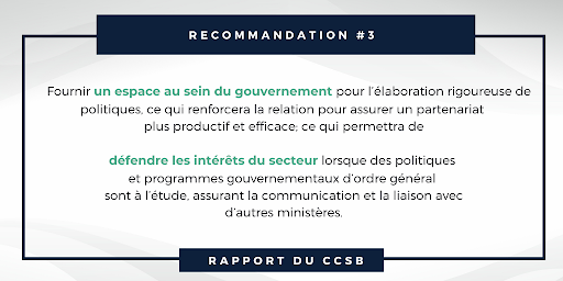 Recommandation #3 du premier rapport du CCSB