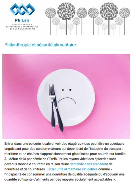 Philanthropie et sécurité alimentaire