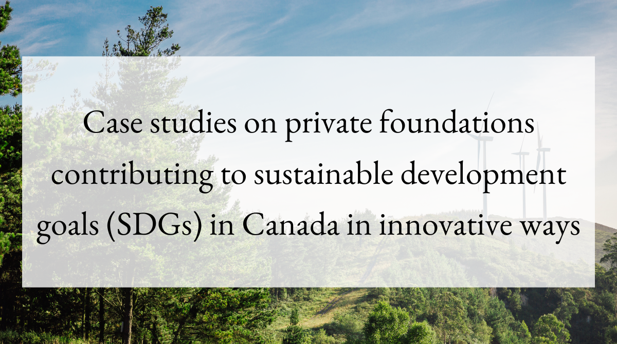 Case studies on private foundations contributing to sustainable development goals (SDGs) in Canada in innovative ways