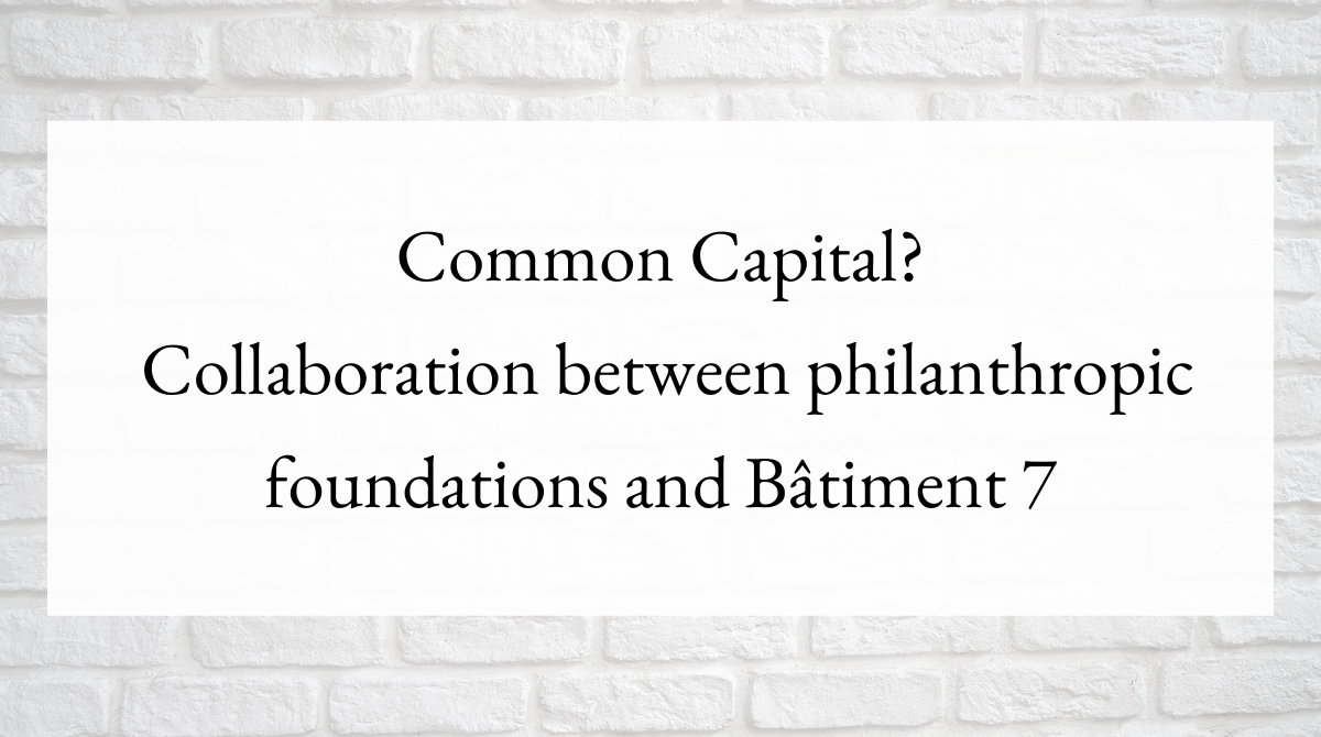 Common Capital? Collaboration between philanthropic foundations and Bâtiment 7