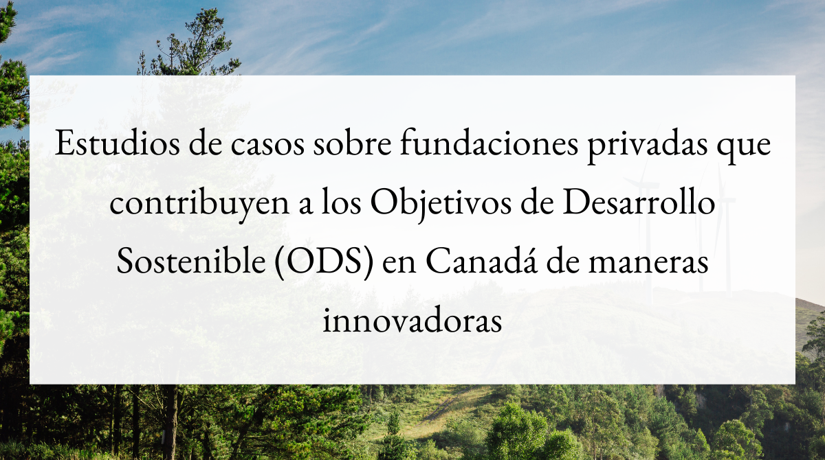 Estudios de casos sobre fundaciones privadas que contribuyen a los Objetivos de Desarrollo Sostenible (ODS) en Canadá de maneras innovadoras