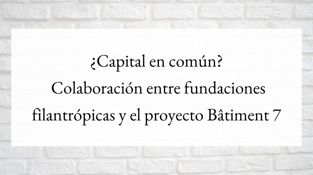 ¿Capital en común_ Colaboración entre fundaciones filantrópicas y el proyecto Bâtiment 7