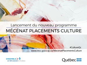 Lancement du nouveau programme: MÉCÉNAT PLACEMENTS CULTURE